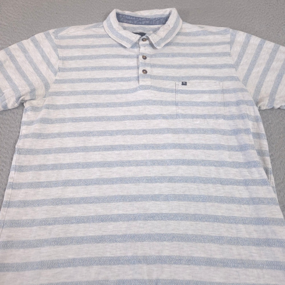 Rip Curl Polo Shirt‎ Mens Medium Multi Striped Pocket Short Sleeve Beach Surf